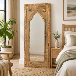 Wooden Mirror - 50x3x110 cm, Solid Mango Wood Frame