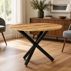 Round Dining Table: 100cm x 100cm x 75cm, Mango Wood