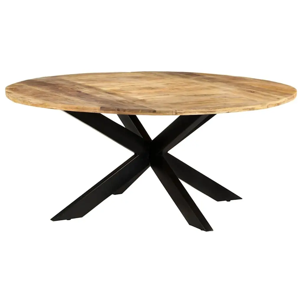 Round Dining Table 175cm Kitchen Dinner Furniture Rough Mango Wood Brown