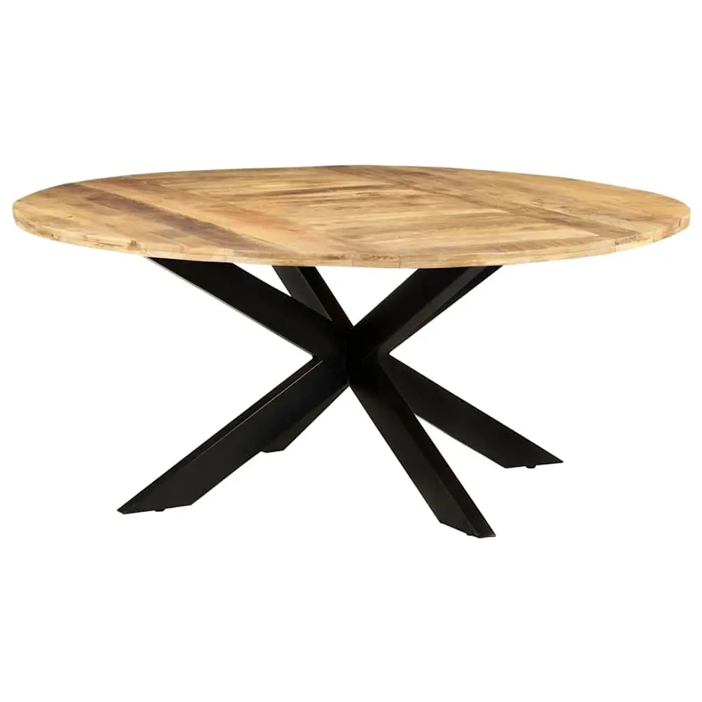 Round Dining Table 175cm Kitchen Dinner Furniture Rough Mango Wood Brown