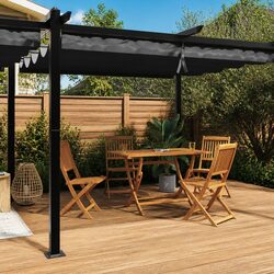 Garden Gazebo Retractable Roof Outdoor Canopy Patio Shelter Anthracite 3x6m