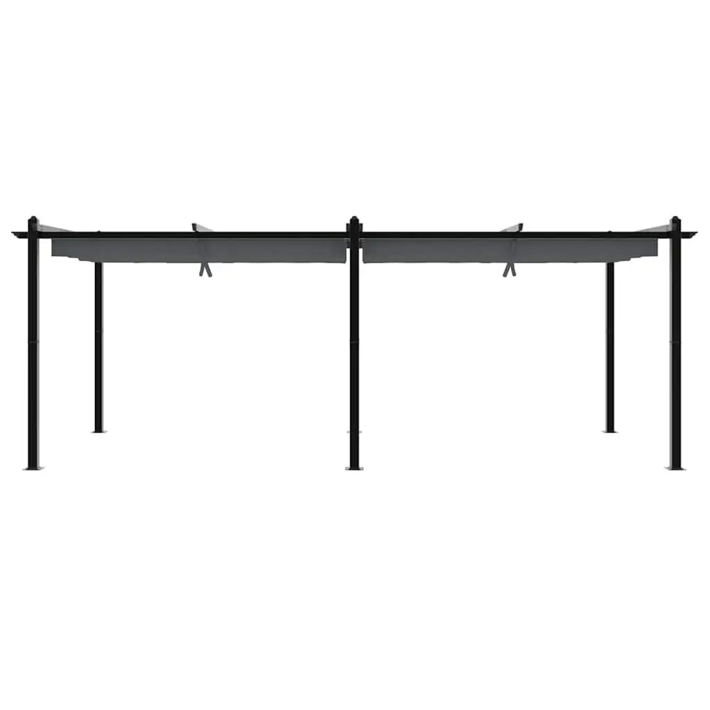 Garden Gazebo Retractable Roof Outdoor Canopy Patio Shelter Anthracite 3x6m