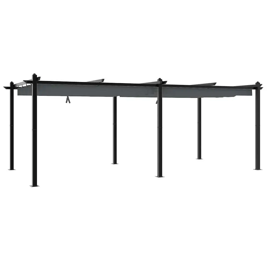 Garden Gazebo Retractable Roof Outdoor Canopy Patio Shelter Anthracite 3x6m