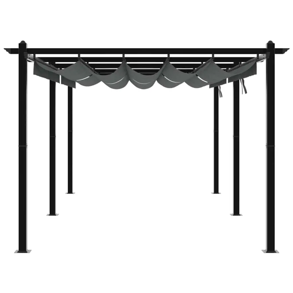 Garden Gazebo Retractable Roof Outdoor Canopy Patio Shelter Anthracite 3x6m
