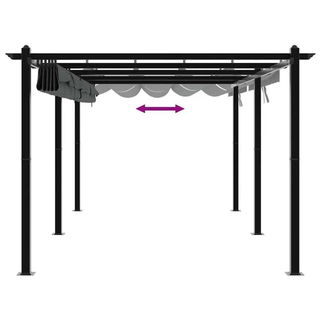 Garden Gazebo Retractable Roof Outdoor Canopy Patio Shelter Anthracite 3x6m