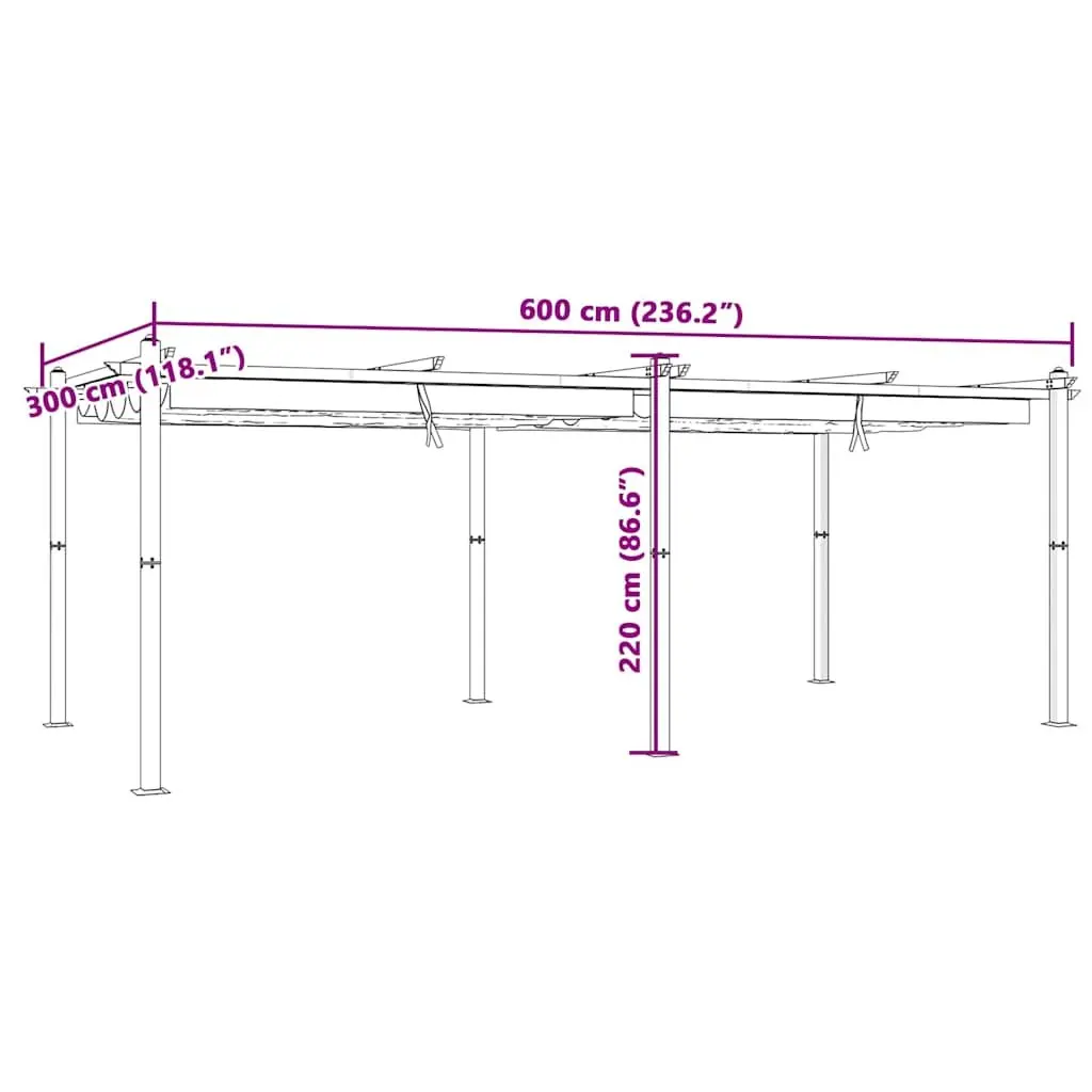 Garden Gazebo Retractable Roof Outdoor Canopy Patio Shelter Anthracite 3x6m