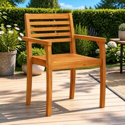 Outdoor Chairs 8 pcs Garden Patio Seating Brown Wooden Armchair Backrest