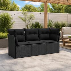 Specifications for 3 Piece Black Rattan Garden Sofa Set