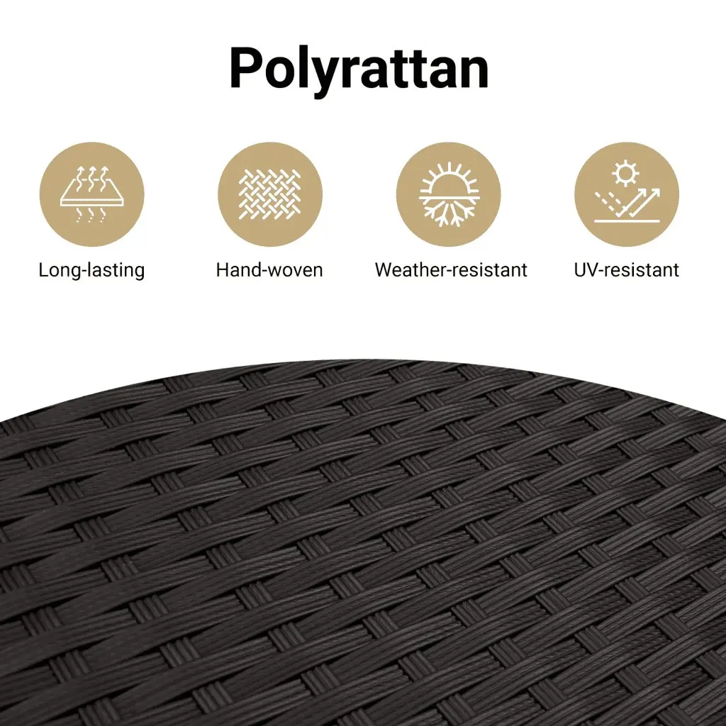 3 Piece Black Rattan Garden Sofa Set