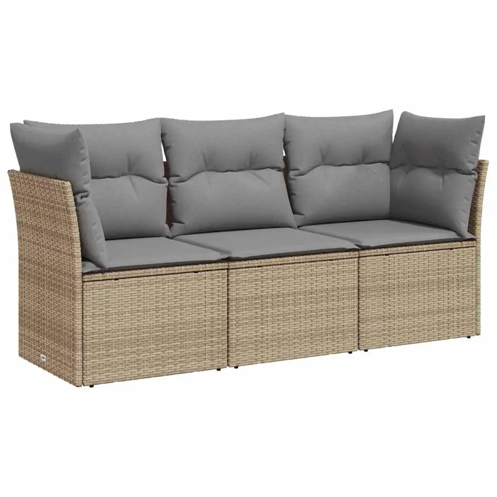 Outdoor Garden Sofa Set Modular Furniture 3 Piece Beige Poly Rattan