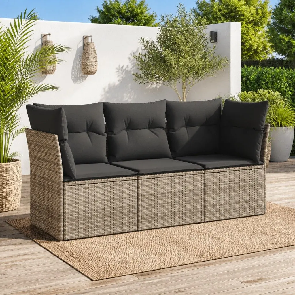3-Piece Grey Garden Sofa Set