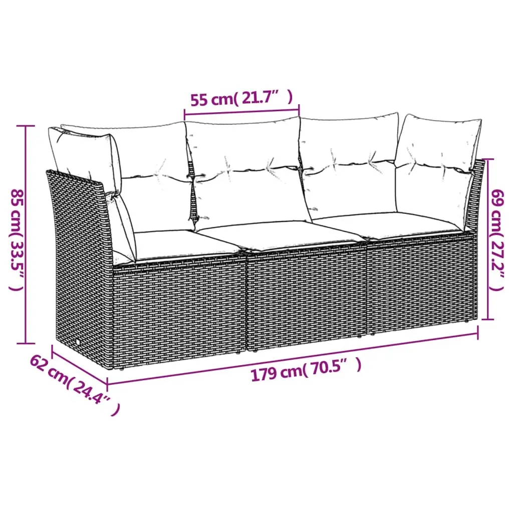 3-Piece Grey Garden Sofa Set