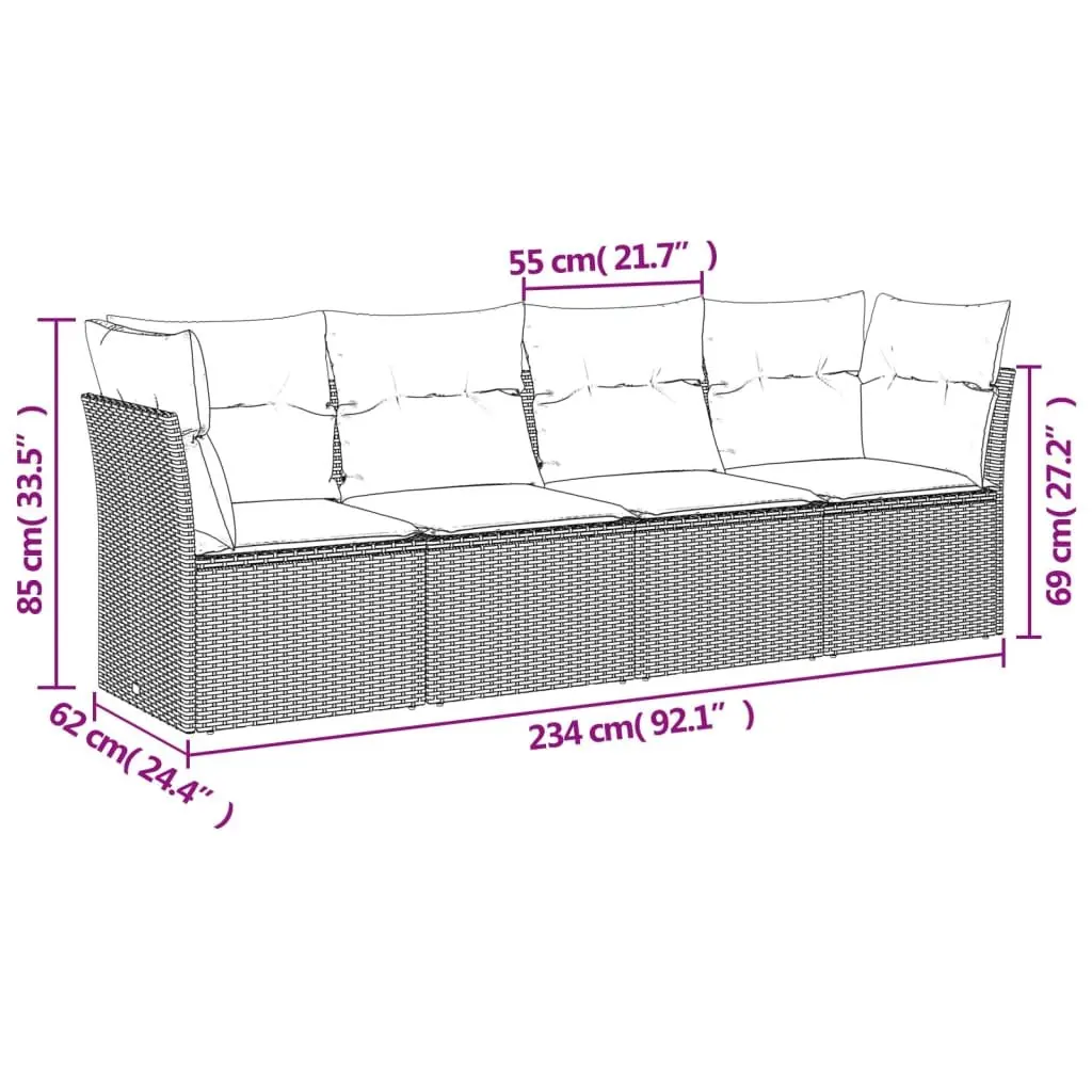 4-Piece Beige Outdoor Sofa Set