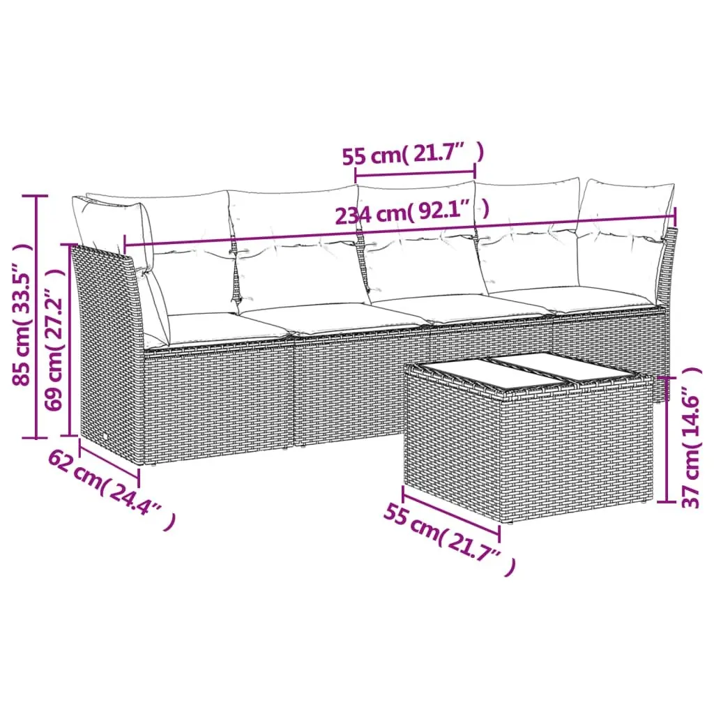5-Piece Modular Garden Sofa Set