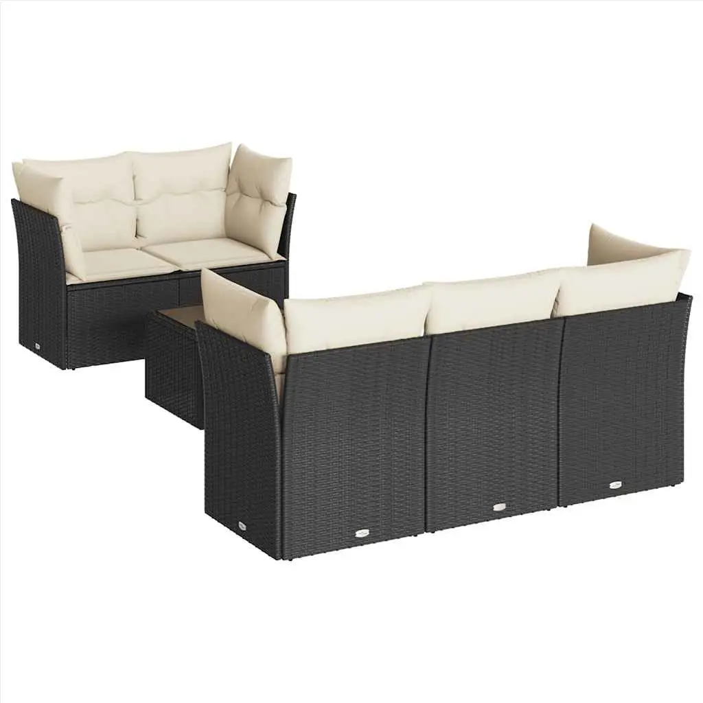 6 Piece Garden Sofa Set with Tempered Glass Table
