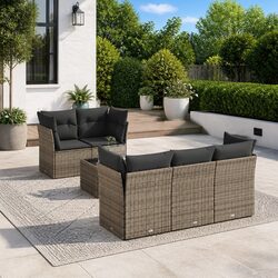 Garden Sofa Set: 6 Pieces of Grey Outdoor Furniture