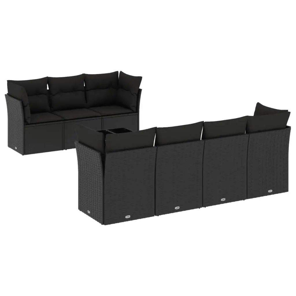 Outdoor Furniture Sofa Set 8 Piece Patio Sectional with Cushions Black