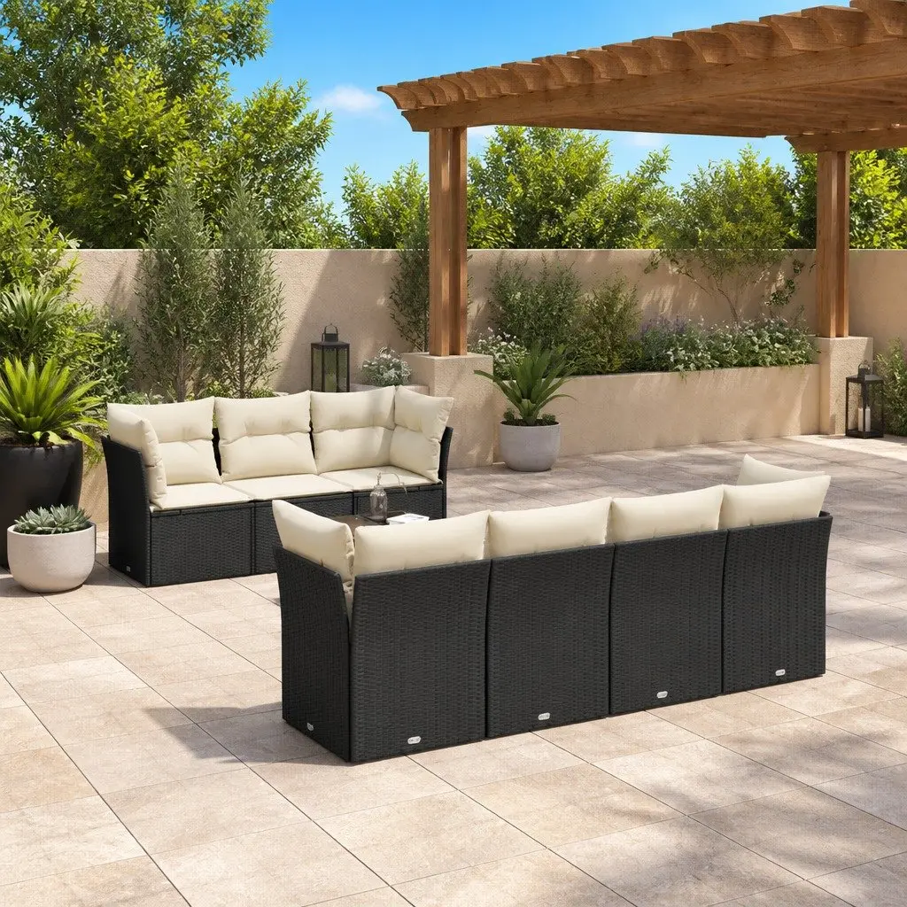 Garden Sofa Set 8 Piece Outdoor Furniture Patio Lounge with Cushions Black