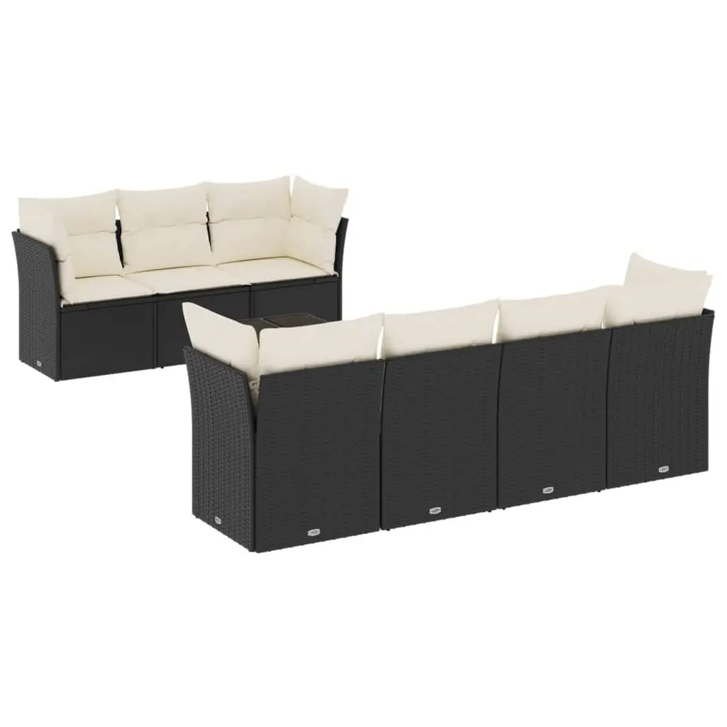 Garden Sofa Set 8 Piece Outdoor Furniture Patio Lounge with Cushions Black
