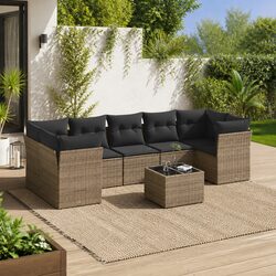 8 Piece Modular Garden Sofa Set - Grey PE Rattan