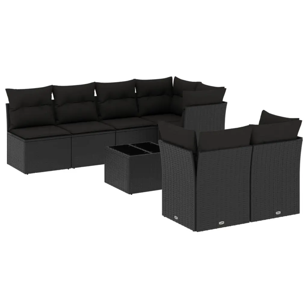 Garden Sofa Set Outdoor Furniture 8 Piece Patio Seating Black Poly Rattan
