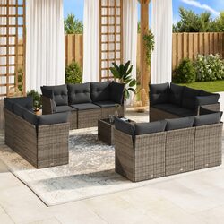 Durable 13 Piece Garden Sofa Set - Poly Rattan Grey