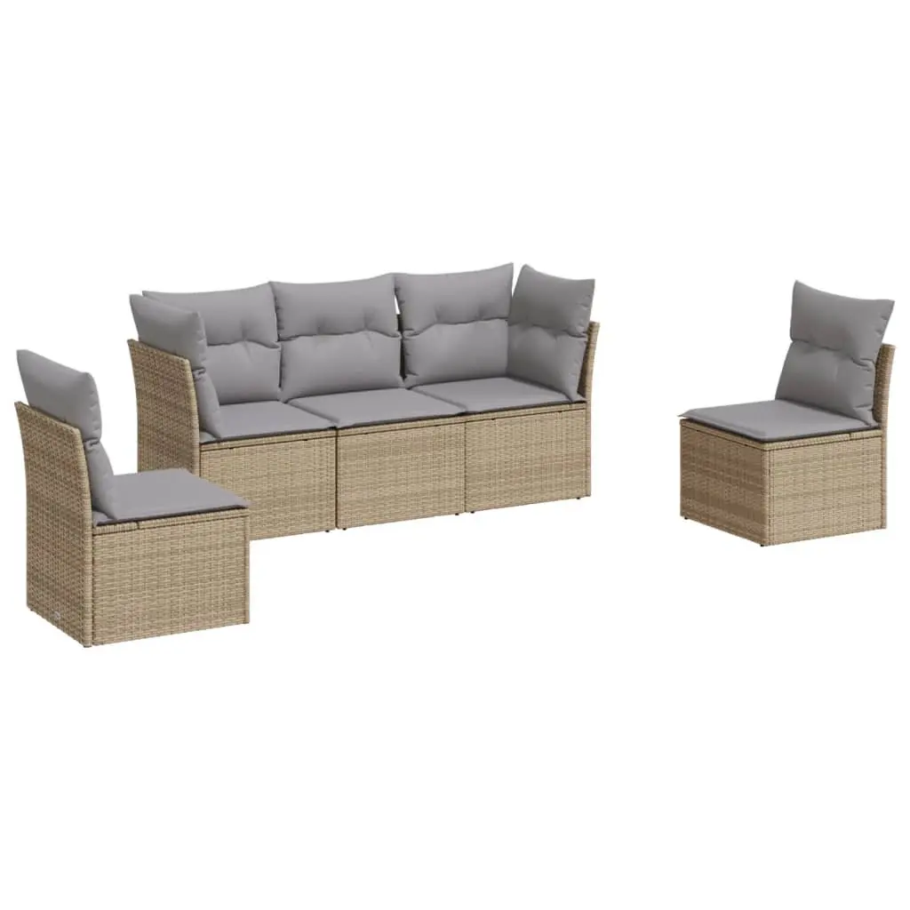 5 Piece Garden Sofa Set Outdoor Patio Furniture Beige