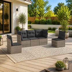 Specifications of 5 Piece Grey Garden Sofa Set