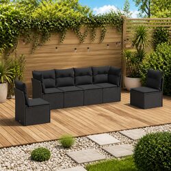 Specifications of the Modular Black 6-Piece Garden Sofa Set