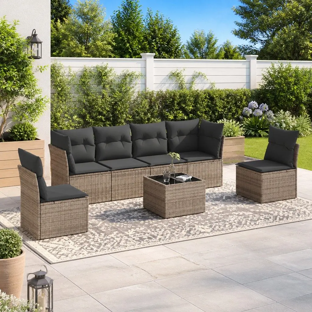 Grey 7 Piece Garden Sofa Set with Cushions