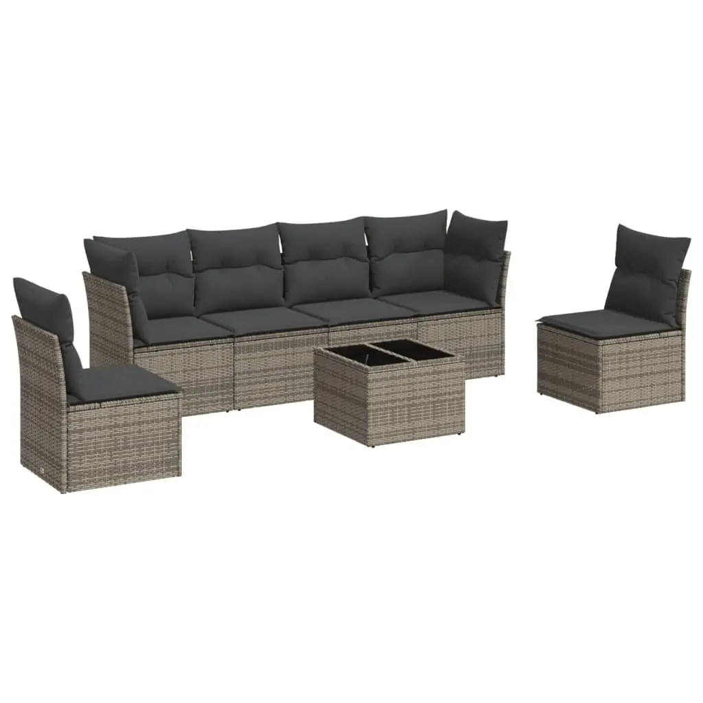 Grey 7 Piece Garden Sofa Set with Cushions