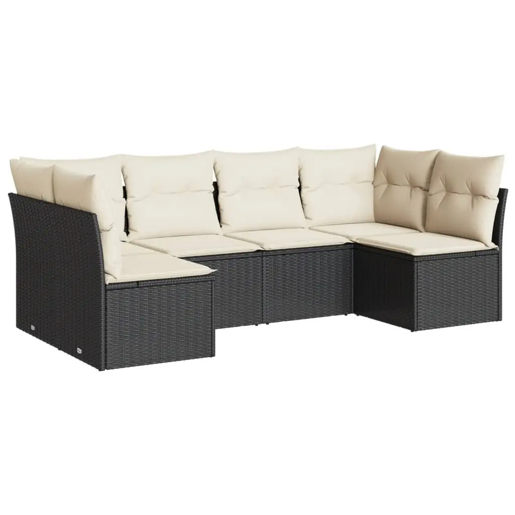 6-Piece Modular Outdoor Sofa Set in Black Rattan