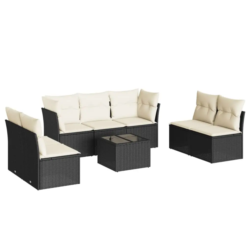 Garden Sofa Set 8 Piece Outdoor Furniture Black Poly Rattan