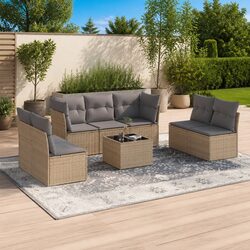 Detailed Specs for 8 Piece Garden Sofa Set in Beige