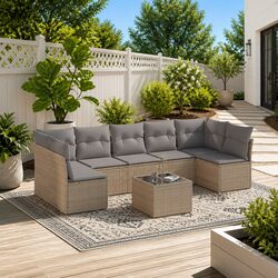 8 Piece Modular Garden Sofa Set with Cushions