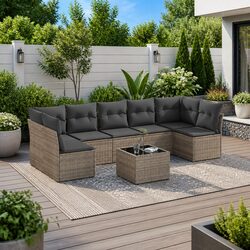 8 Piece Modular Garden Sofa Set – Grey PE Rattan