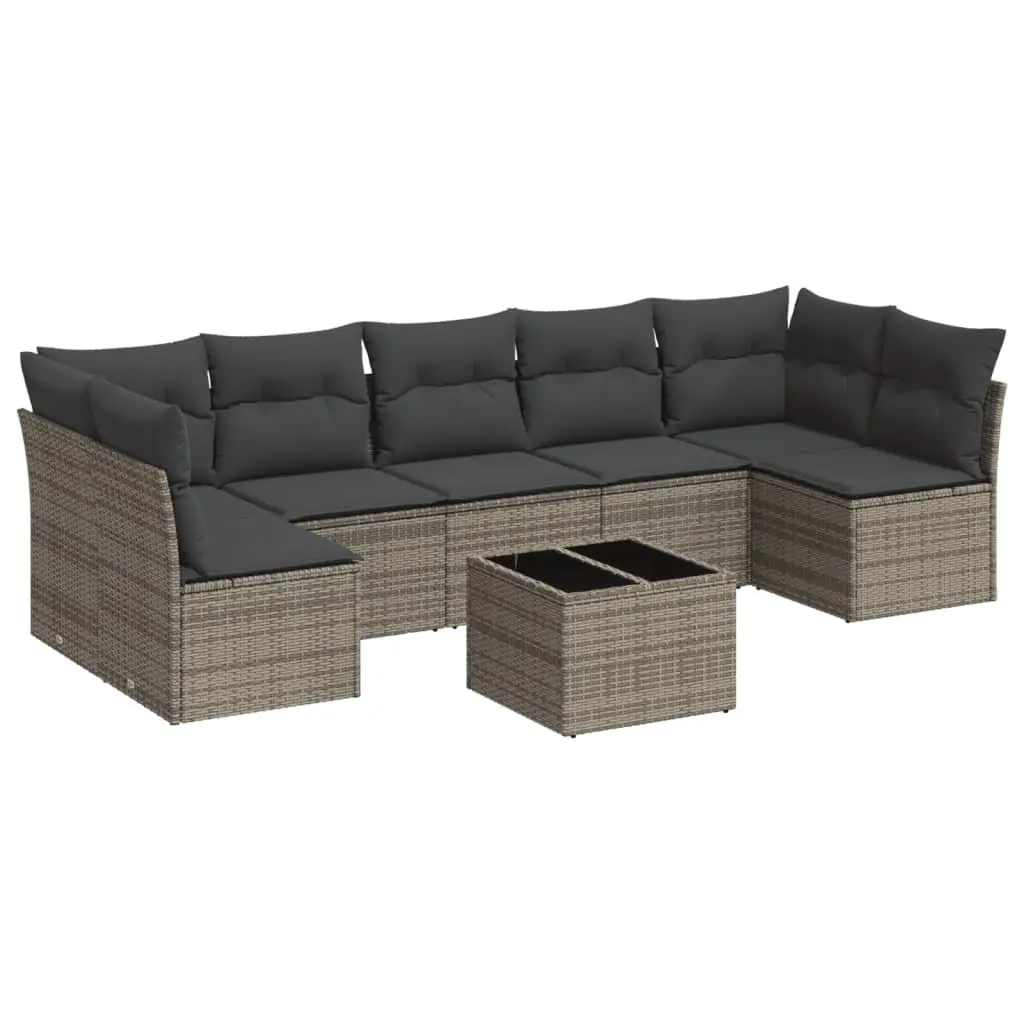 8 Piece Garden Sofa Set for Outdoor Use Grey Modular Patio Furniture with Cushions