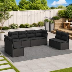 Specifications of 8-Piece Outdoor Sofa Set in Black