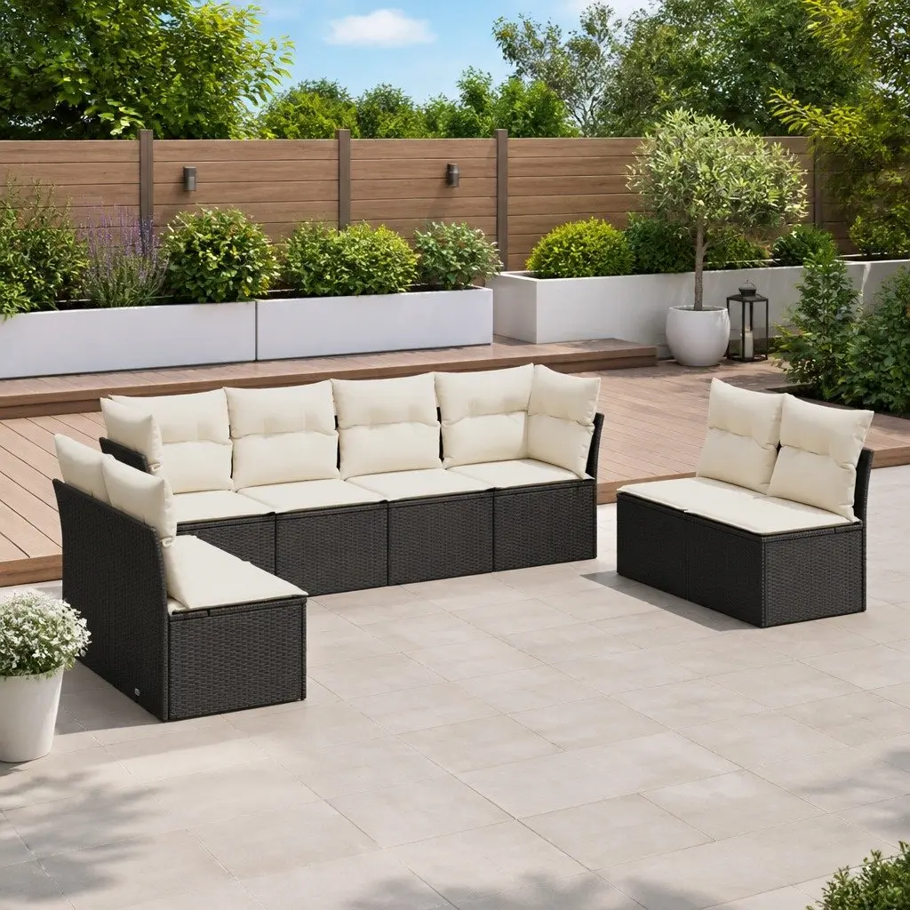 Garden Sofa Set 8 Piece Outdoor Furniture Patio Seating Black Modular with