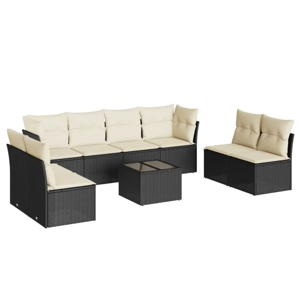 Garden Sofa Set 9 Piece Outdoor Furniture Patio Seating Black Poly Rattan