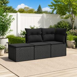Garden Sofa Set: 3 Piece Outdoor Rattan Furniture