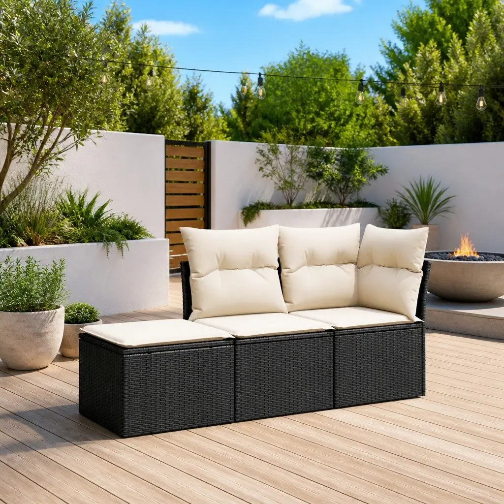 3-Piece Garden Sofa Set in Black