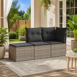 Garden Sofa Set Specifications: 3 Pieces in Grey