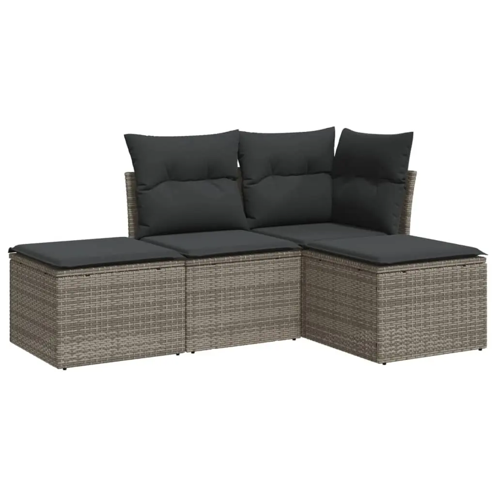 4 Piece Grey Garden Sofa Set Outdoor