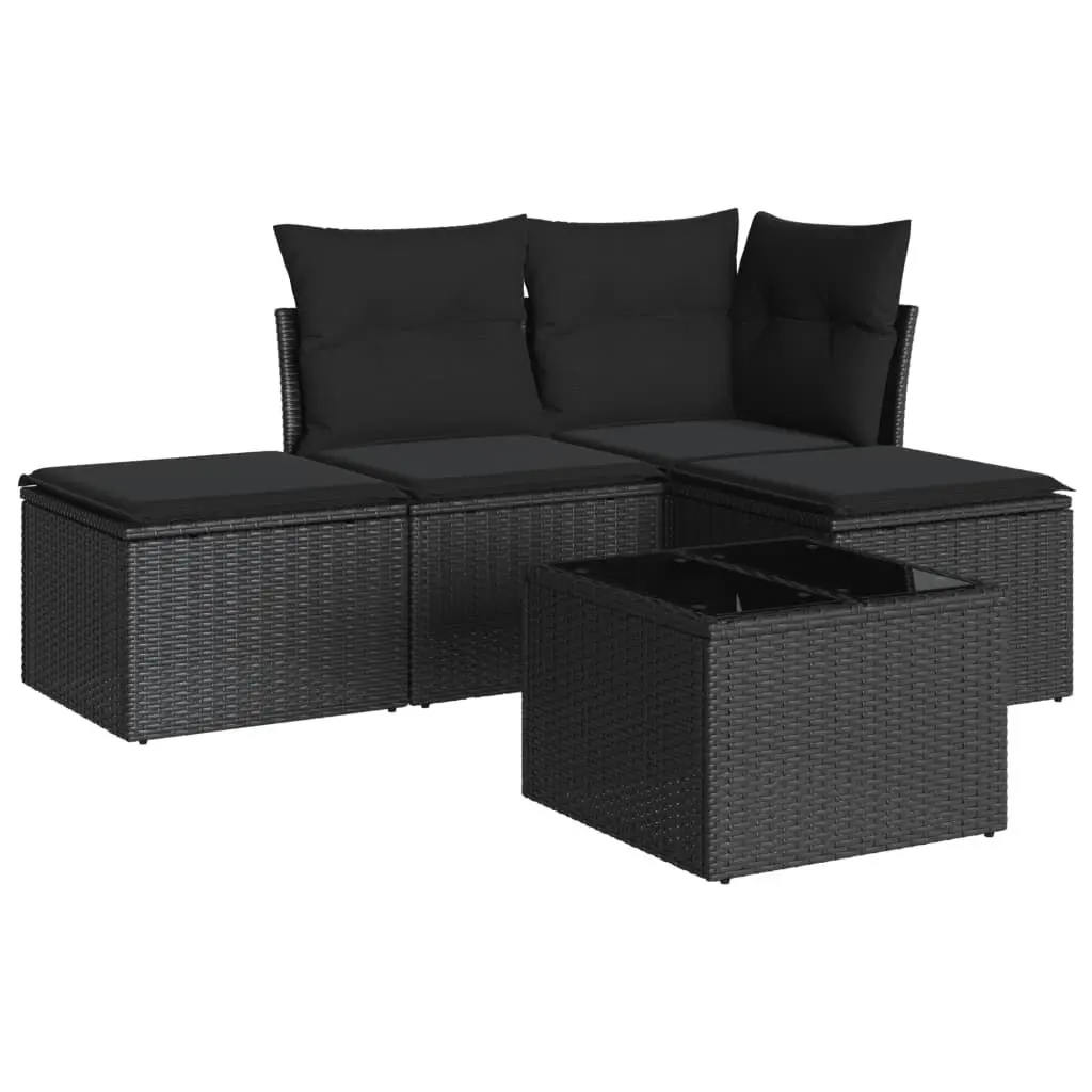 5 Piece Black Garden Sofa Set