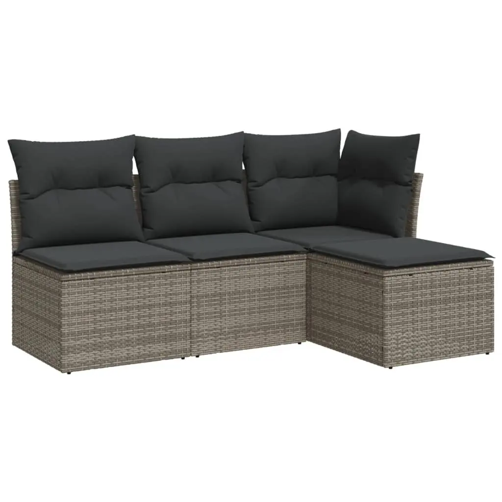 Garden Sofa Set Outdoor Furniture 4 Piece Grey Poly Rattan Modular Patio Lounge