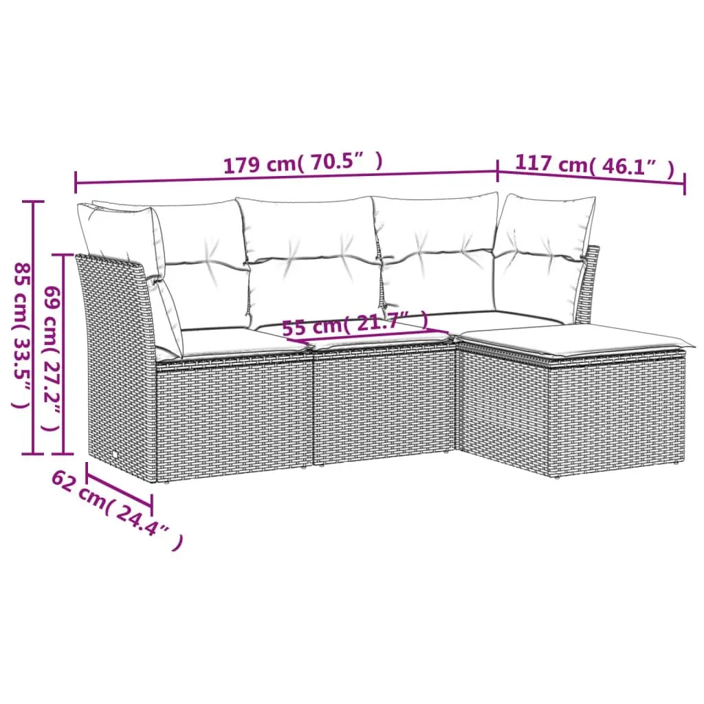 4 Piece Modular Outdoor Sofa Set