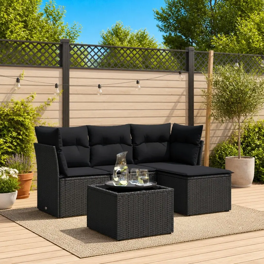 Garden Sofa Set Outdoor Furniture Patio Seating 5 Piece Black