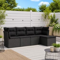 Garden Sofa Set 5 Piece Outdoor Furniture Patio Seating Black with Cushions