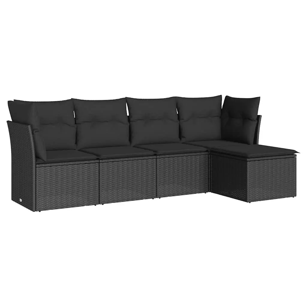 Garden Sofa Set 5 Piece Outdoor Furniture Patio Seating Black with Cushions